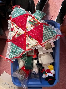 lot 262 image: Holiday Decor Collection with Ornaments, Soft Snowman and Potpourri Pot