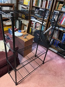 lot 274 image: Black Metal Wire Shelving Unit 54x36x14 Inches with 4 Shelves