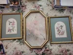 lot 78 image: Set of 3 Framed Hummingbird Wall Art Prints