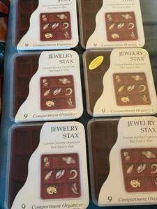 lot 120 image: Lot of 6 Neatnix Jewelry Stax 9-Compartment Burgundy Organizers Sealed