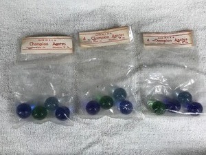 lot 213 image: 3 - Bags of Collectible Champion Agate Marbles in Original Packages