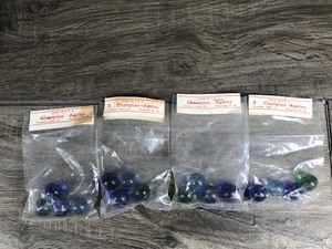 lot 214 image: 4 - Bags of Collectible Champion Agate Marbles in Original Packages