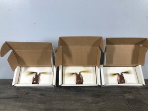 lot 250 image: Lot of 3 Vintage Fred Arbogast Joe Messinger Bucktail Frog Fishing Lure