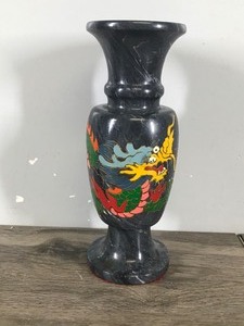 lot 255 image: Marble Vase with a Dragon Pictured on It