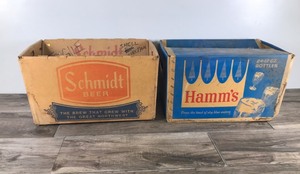 lot 259 image: Vintage Schmidt Beer & Hamms Beer Card Board  24-12 oz Cases for Bottles