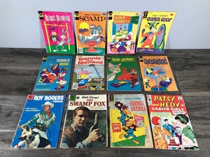 lot 270 image: Lot of 12 Collectible Comic Books - Walt Disney Scamp - Bugs Bunny - Roy Rogers & Trigger - Dennis the Menace - Walt Disney the Swamp Fox - Tom & Jerry - New Terry Toons - Underdog - Patsy & Hedy - Walt Disney Super Goof & Comics & Stories
