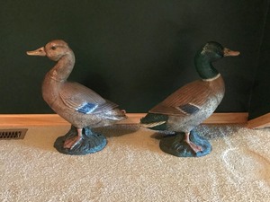 lot 288 image: 2 - Solid Concrete Mallard Duck Statues