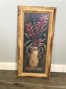 lot 313 image: Framed Wall Hanging Art Print with Vase and Flowers