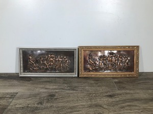 lot 396 image: 2 - Vintage Stamping Plaque Embossed man Women Nude copper mythology Ussr Soviet