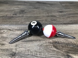 lot 408 image: Billiards 8 Ball Bottle Stopper & Bobber Bottle Stopper