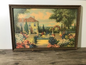 lot 177 image: Framed Vintage Garden Cottage Print