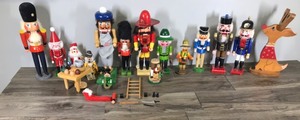 lot 145 image: Lot of Wooden Nutcrackers and Other Wood Figurines  - see description for more info