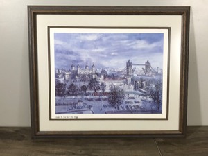 lot 141 image: Framed Print - London - The Tower and Tower Bridge