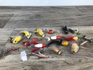 lot 439 image: Lot of Collectible Fly Fishing Lures - Small Mouse - Poppers - Flies and More