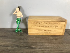 lot 116 image: Sonny Molina Folkart Collectible Lures - Mermaid Fishing Lure - Comes with Wooden Box and its Signed by Sonny 2008