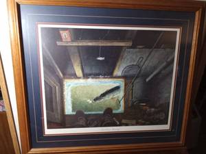 lot 62 image: Les Kouba (Dark House Spearing) framed print