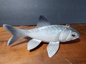 lot 71 image: Fishing spearing Signed decoy with metal fins