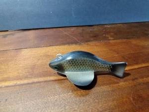 lot 130 image: Signed wood fish decoy with metal fins by Paul E. Mohl