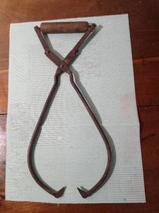 lot 79 image: Vintage wood handle ice tongues