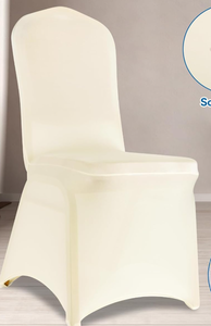 lot 51 image: 100 Pieces Ivory Chair Covers - Versatile Stretch Polyester Spandex Dining Chair Slipcovers for Dining, Party, Wedding, Banquet, and More