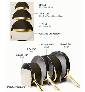 lot 53 image: Caraway Nonstick Ceramic Cookware Set (12 Piece) Pots, Pans, Lids and Kitchen Storage - Non Toxic - Oven Safe & Compatible with All Stovetops - Black