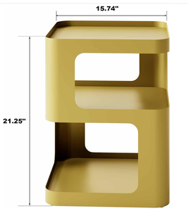 lot 61 image: XIV Side Table, Small End Table, Modern Nightstand, Accent Bedside Table, 3 Tier Night Stands, Metal Bed Side Table for Living Room Bedroom Outdoor Entryway, No Assembly Required (Gold, Square)