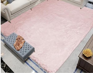 lot 71 image: Latepis 6x9 Light Pink Faux Rabbit Fur Living Room Washable Furry Non-Slip Rugs for Bedroom Floor Shaggy Large Area Rug for Nursery Boho Rug