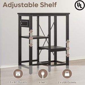 lot 145 image: Bestier 10 Gallon Fish Tank Stand with Power Outlet, 20.3x10.6 Metal Aquarium Stand with Filter Storage, 6-Leg Reptile Tank Stand with 3-Tier Adjustable Storage Shelves, 264LBS Capacity,Black Oak