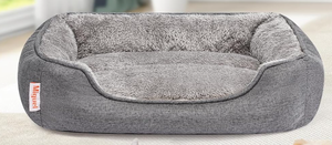 lot 147 image: Miguel Faux Linen Dog Bed with Removable Cushion Pillow for Medium Small Dogs, Washable Pet Bed with Side Easy to Wash Puppy Bed, Rectangle Cat Bed for Indoor Cat with Anti-Slip Bottom, Gray 64 CM