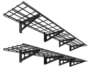 lot 167 image: FLEXIMOUNTS 12-inch-by-72-inch Wall Shelf Garage Storage Rack Wall Mounted Floating Shelves,1x6ft ,Black, 2-Pack