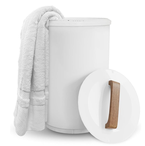 lot 226 image: SAMEAT Heated Towel Warmers for Bathroom - Large Towel Warmer Bucket, Wood Handle, Auto Shut Off, Fits Oversized Towels, Best Ideals