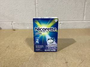 lot 457 image: Nicorette 2 mg Nicotine Gum, Coated White Ice Mint 100 ea