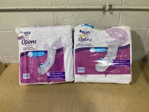 lot 461 image: Equate Options Womens Incontinence Pads, Ultimate Absorbency, Long Length (102 Count), Compare to Poise