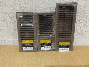 lot 259 image: LOT OF 3 Imperial Chocolate Steel Painted Louvered, Floor Register, Rectangular, Household Vent Cover