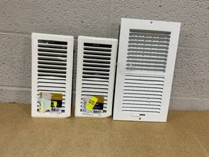 lot 260 image: LOT OF 3 Imperial White Steel Painted Louvered, Floor Register, Rectangular, Household Vent Cover