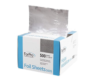lot 220 image: LOT OF 12 ForPro Embossed Foil Sheets 500S, 5 W x 10.75 L, 500-Count, Aluminum Foil, Pop-Up Dispenser, for Hair Color Application and Highlighting Services, Food Safe