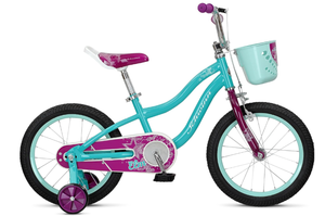 lot 15 image: Schwinn Elm Girls Bike for Toddlers and Kids 16 inch wheels for Ages 2 Years and Up, Purple Teal, Training Wheels, Adjustable Seat
