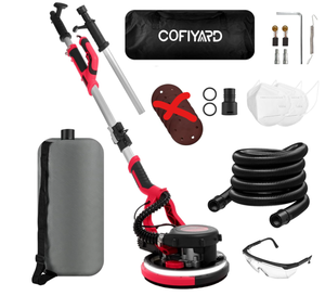 lot 17 image: Drywall Sander,1250W Electric Drywall Sander with Vacuum Dust Collector,7 Variable Speed LED Light 900-1800RPM Ceiling Sander,Foldable & Extendable Handle Ceiling Popcorn Removal Tool
