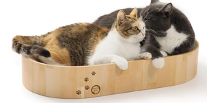lot 23 image: Necoichi Cat Scratcher Bowl Capsule for Indoor Cats - Cat Scratching Lounger with Reversible Usability and Extra Comfort for Lounge, Cardboard Bed Couch(Oak)
