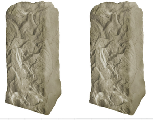 lot 233 image: Set of 2 Emsco Group 2235 Natural Sandstone Appearance Utility Cover  Lightweight  Easy to Install Tall Monolith Landscape Rock 35x 16 x 17 (HxLxW)