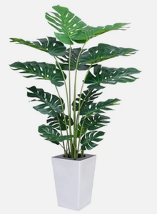 lot 240 image: 5ft Artificial Monstera Plant, Realistic Silk Leaves, Indoor Outdoor Decor