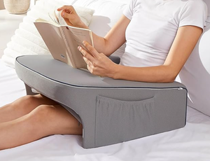 lot 317 image: Reading Pillow for Bed, Gaming Pillow for Lap, Petite Adults, Teens Arm Rest Pillow, Memory Foam Lap Desk Pillow for Reading, Working, Playing, Crocheting in Bed Couch(Grey) Small