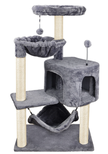 lot 321 image: Yunwei Newest Cat Tree With Cat Condo And Big Hammock,Grey