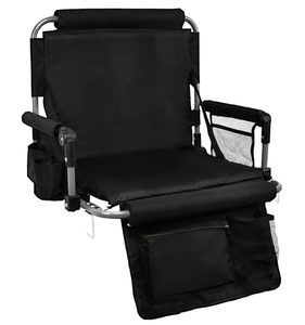 lot 333 image: Stadium Seat with Back Support, Bleach Seat with Backrest and Cushion, Stadium Chair with Cup Holders, Mesh Bag and Hidden Hook for Basketball and Soccer Bench