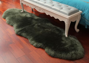lot 336 image: LLB Genuine Sheepskin Area Rug Fur Carpet Fluffy Shaggy Fur Rug for Living Room Kids Bedroom Real Sheepskin Throw Lambskin Aesthetic Rugs Sofa Mat Chair Seat Covers (Dark Green, 2 x 6 ft Sheepskin)