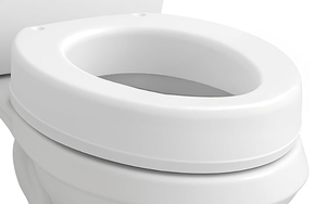 lot 344 image: Carex Toilet Seat Riser, Elongated Raised Toilet Seat Adds 3.5 inches to Toilet Height, for Assistance Bending or Sitting, 300 Pound Weight Capacity Toilet Riser