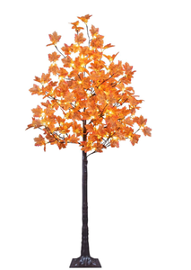 lot 345 image: LIGHTSHARE 6FT 120LED Artificial Lighted Maple Tree Warm White Fall Decorations Indoor Ourdoor, Orange USED