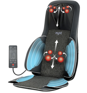 lot 356 image: Mynt 2D & 3D Shiatsu Neck and Back Massager for Chair with 10 Deep Kneading Nodes, Back Massage with Heat, Portable Spot Massage Chair Pad (Black)