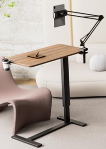 lot 364 image: Overbed Bedside Table with Wheels, Adjustable Hospital Bedside Desk, Rolling Laptop Table, Mobile Standing Desk, Laptop with Cup Holder & PhoneTablet