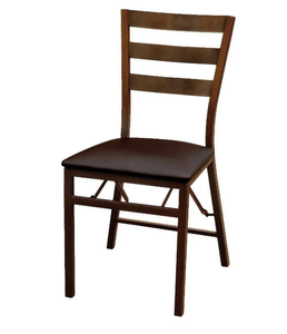 lot 365 image: SET OF 3 Peakform Wood Ladder Back Padded Folding Chair Brown